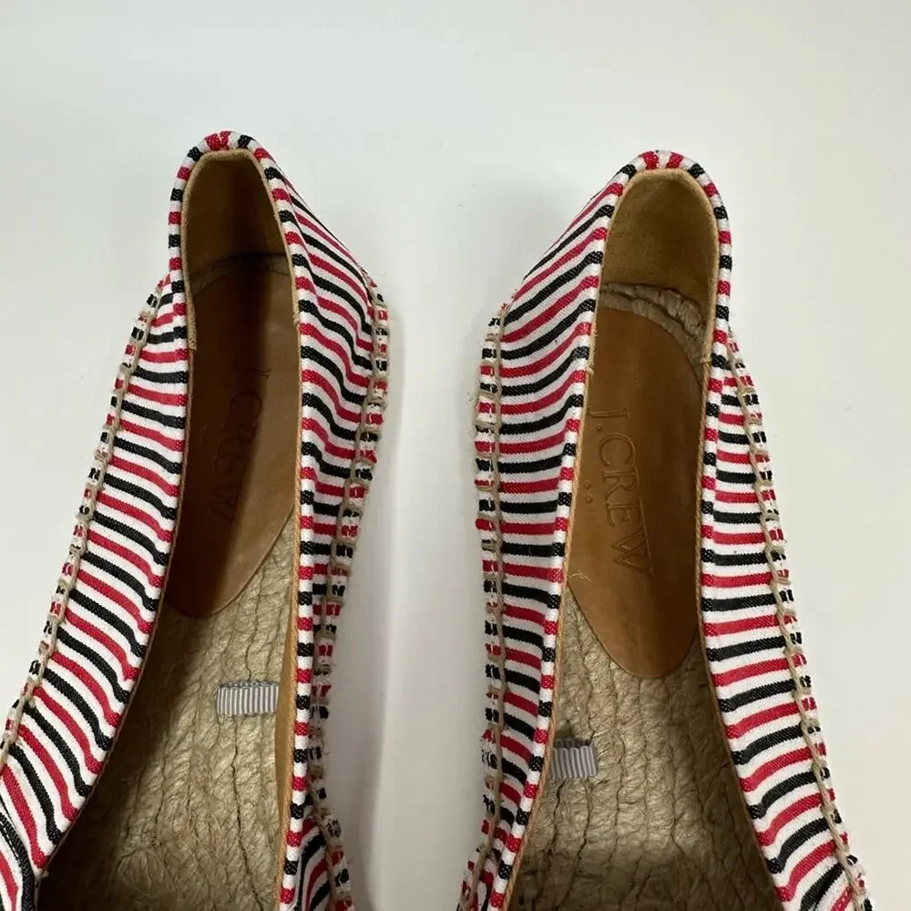 J. Crew NWOB Women's Striped Canvas Espadrille Slip On Flats size 8.5
